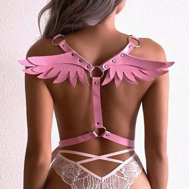 Y2K Gothic Angel Wings Harness Straps - Pink | E-Girl Grunge 90s Fashion Retro Style