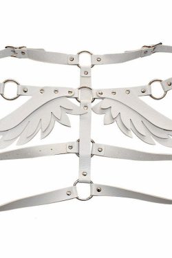 Y2K Gothic Angel Wings Harness Straps - White | E-Girl Grunge 90s Fashion Retro Style