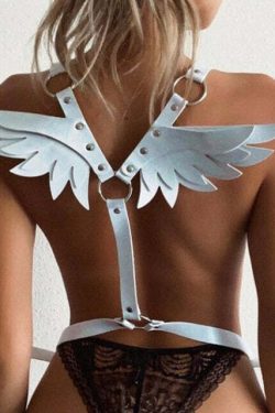 Y2K Gothic Angel Wings Harness Straps - White | E-Girl Grunge 90s Fashion Retro Style