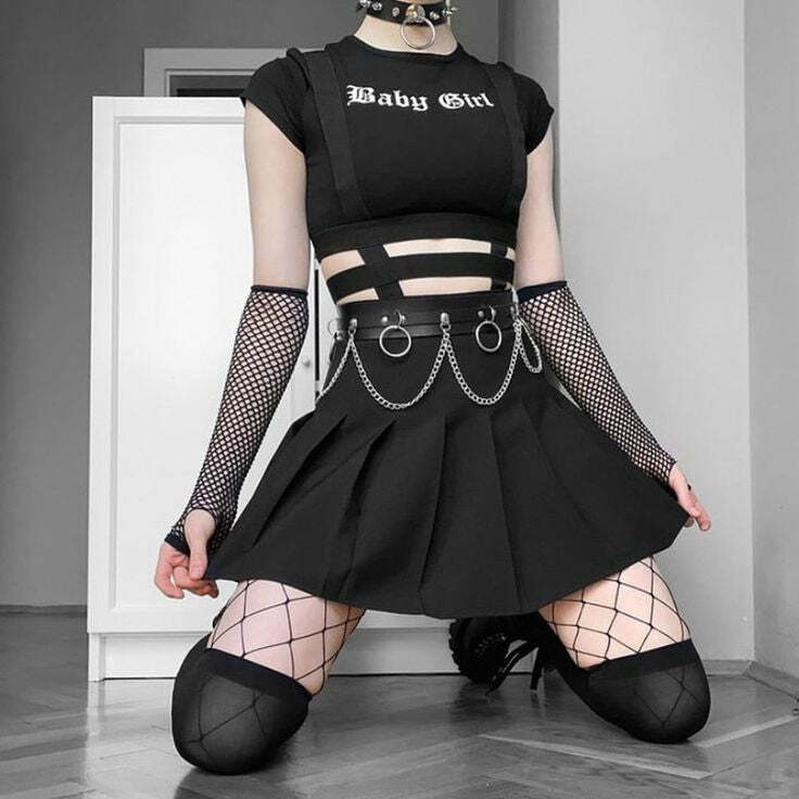 Y2K Gothic Baby Girl Crop Top - 90s Grunge, Retro Summer, Pastel Goth, Y2K Party Outfit