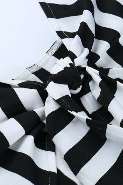 Y2K Gothic Beetlejuice Stripes Dress - Retro 90s Grunge Outfit for Summer Parties