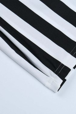 Y2K Gothic Beetlejuice Stripes Dress - Retro 90s Grunge Outfit for Summer Parties