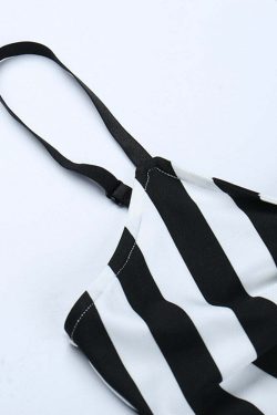 Y2K Gothic Beetlejuice Stripes Dress - Retro 90s Grunge Outfit for Summer Parties