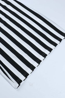 Y2K Gothic Beetlejuice Stripes Dress - Retro 90s Grunge Outfit for Summer Parties
