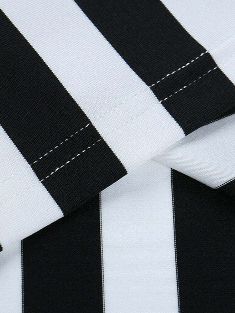 Y2K Gothic Beetlejuice Stripes Dress - Retro 90s Grunge Outfit for Summer Parties