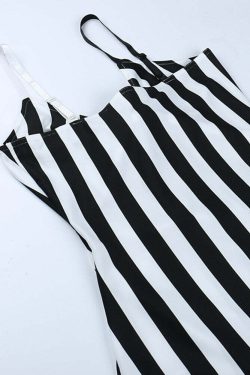 Y2K Gothic Beetlejuice Stripes Dress - Retro 90s Grunge Outfit for Summer Parties
