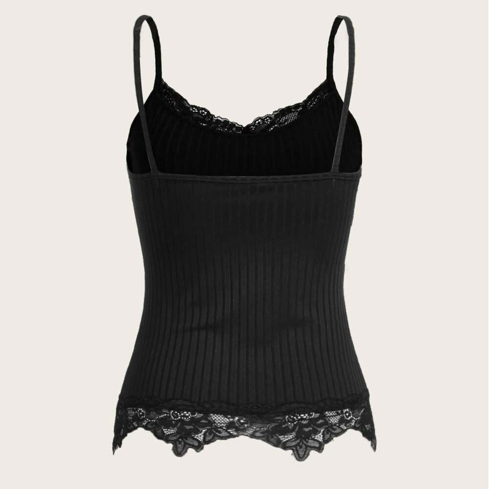 Y2K Gothic Black Lace Cami Top - Retro 90s Grunge, Summer Y2K Outfits, Pastel Goth Style