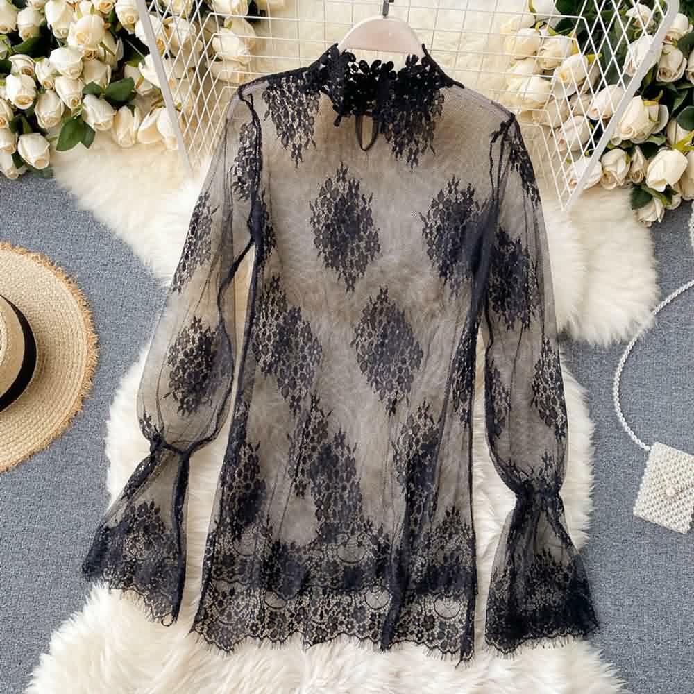 Y2K Gothic Black Lace Mesh Top & Velvet Romper Set - Retro 90s Grunge Summer Outfit