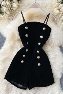 Y2K Gothic Black Lace Mesh Top & Velvet Romper Set - Retro 90s Grunge Summer Outfit