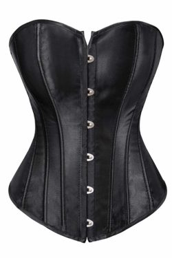 Y2K Gothic Black Overbust Corset - Retro 90s Grunge, Pastel Goth, Y2K Party & Club Outfits