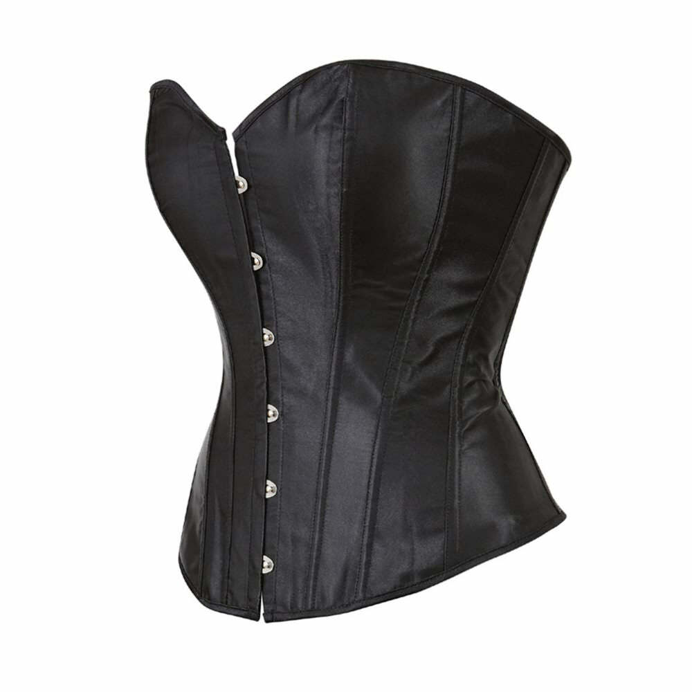 Y2K Gothic Black Overbust Corset - Retro 90s Grunge, Pastel Goth, Y2K Party & Club Outfits