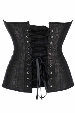 Y2K Gothic Black Victorian Overbust Corset - Retro 90s Grunge Fashion for Y2K Party Outfits