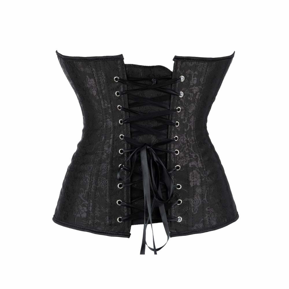 Y2K Gothic Black Victorian Overbust Corset - Retro 90s Grunge Fashion for Y2K Party Outfits