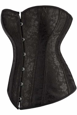 Y2K Gothic Black Victorian Overbust Corset - Retro 90s Grunge Fashion for Y2K Party Outfits