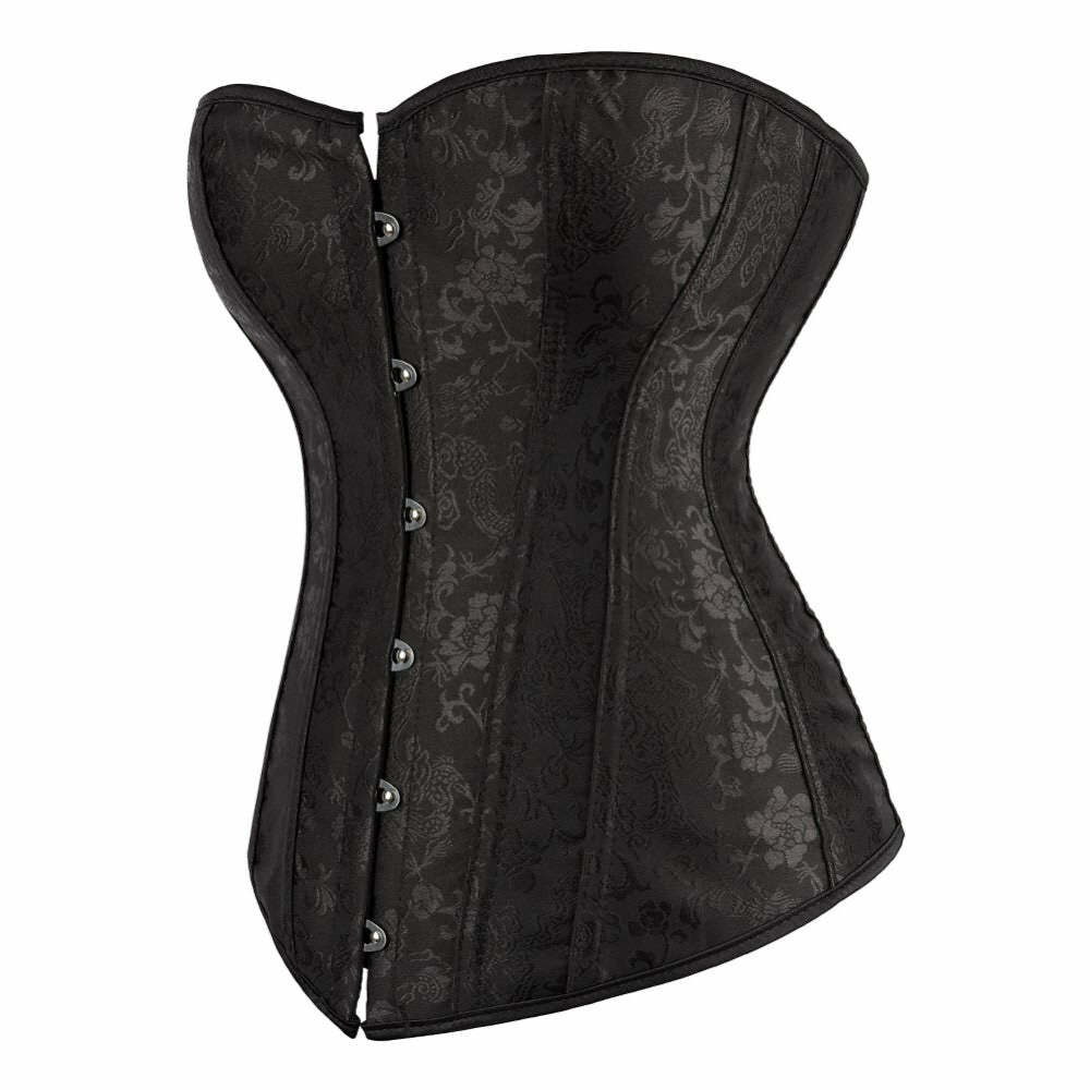 Y2K Gothic Black Victorian Overbust Corset - Retro 90s Grunge Fashion for Y2K Party Outfits