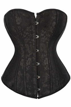 Y2K Gothic Black Victorian Overbust Corset - Retro 90s Grunge Fashion for Y2K Party Outfits