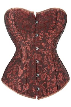 Y2K Gothic Brown Victorian Overbust Corset - Retro 90s Grunge Summer Party Outfit