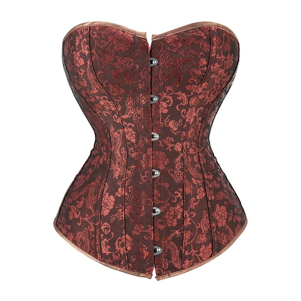 Y2K Gothic Brown Victorian Overbust Corset - Retro 90s Grunge Summer Party Outfit