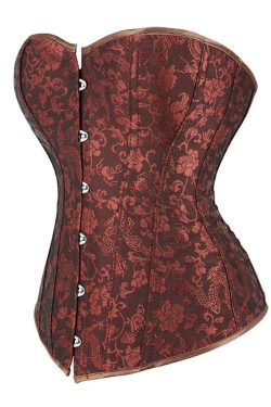 Y2K Gothic Brown Victorian Overbust Corset - Retro 90s Grunge Summer Party Outfit