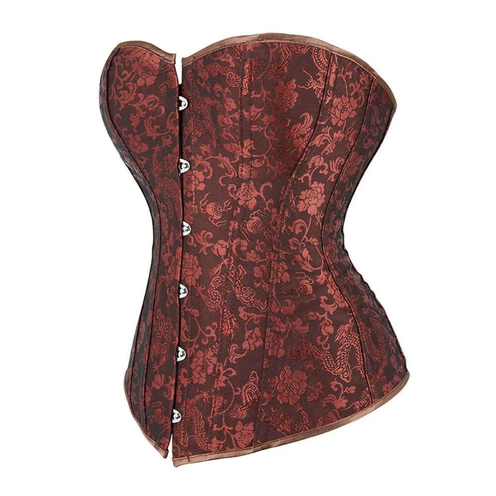 Y2K Gothic Brown Victorian Overbust Corset - Retro 90s Grunge Summer Party Outfit