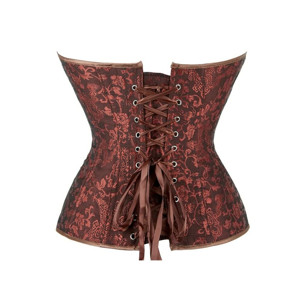 Y2K Gothic Brown Victorian Overbust Corset - Retro 90s Grunge Summer Party Outfit