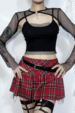 Y2K Gothic Cami Top & Mesh Shrug Set - 90s Grunge, Retro, Pastel Goth, Summer Y2K Out