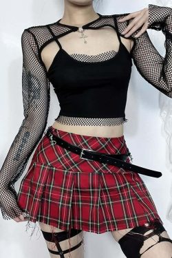 Y2K Gothic Cami Top & Mesh Shrug Set - 90s Grunge, Retro, Pastel Goth, Summer Y2K Out