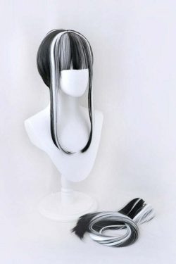 Y2K Gothic Cosplay Wig Black White - Retro 90s Grunge, Pastel Goth, Y2K Party & Club Outfits