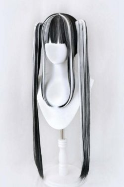 Y2K Gothic Cosplay Wig Black White - Retro 90s Grunge, Pastel Goth, Y2K Party & Club Outfits
