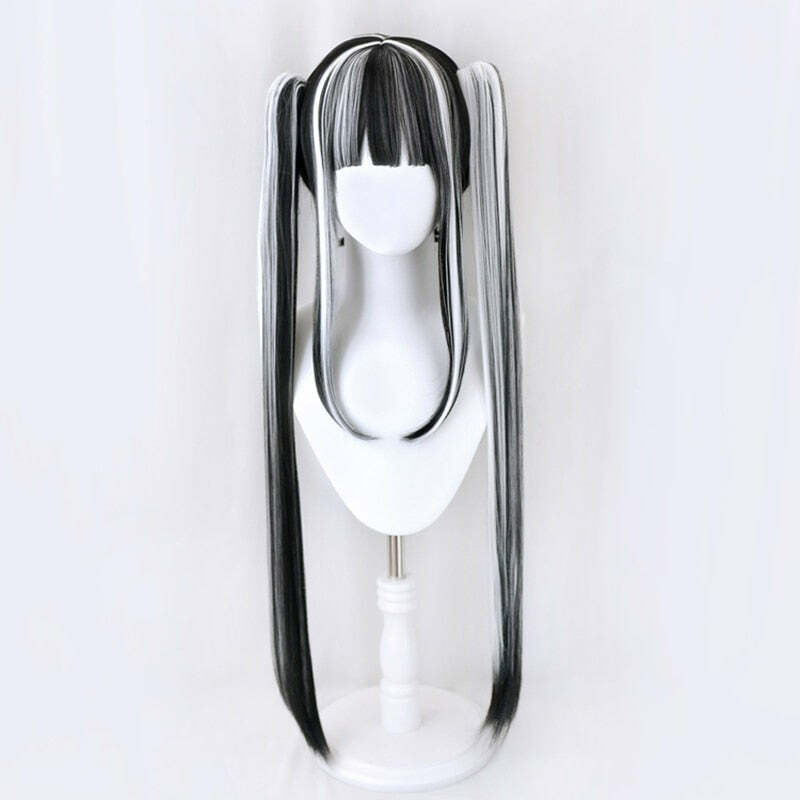 Y2K Gothic Cosplay Wig Black White - Retro 90s Grunge, Pastel Goth, Y2K Party & Club Outfits