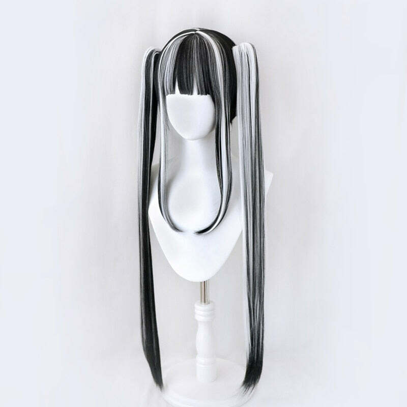Y2K Gothic Cosplay Wig Black White - Retro 90s Grunge, Pastel Goth, Y2K Party & Club Outfits