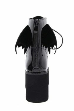 Y2K Gothic Demon Wings Ankle Boots - Retro 90s Grunge, Pastel Goth, Y2K Club & Party Outfits