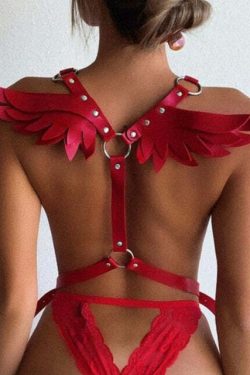 Y2K Gothic E-Girl Red Angel Wings Harness Straps - 90s Grunge Retro Fashion