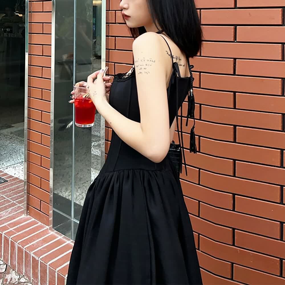 Y2K Gothic Elegant Corset Maxi Dress - Retro 90s Grunge Summer Outfit for Women