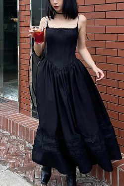 Y2K Gothic Elegant Corset Maxi Dress - Retro 90s Grunge Summer Outfit for Women