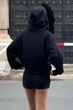 Y2K Gothic Faux Fur Zip Up Hoodie - Retro 90s Grunge Fashion, Perfect for Y2K Summer Outfits