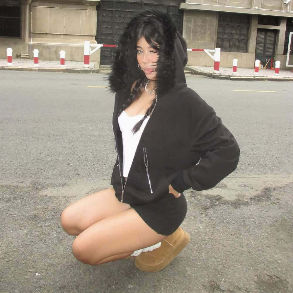 Y2K Gothic Faux Fur Zip Up Hoodie - Retro 90s Grunge Fashion, Perfect for Y2K Summer Outfits