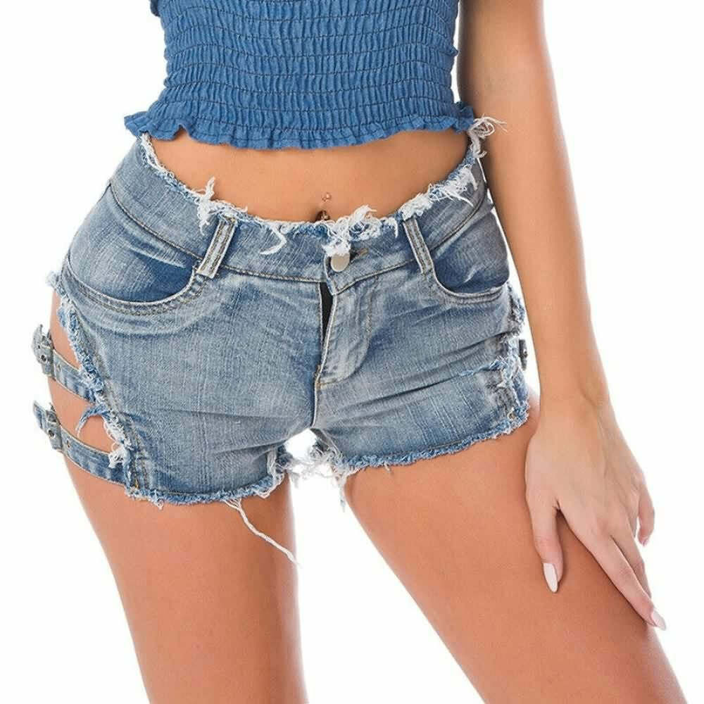 Y2K Gothic Frayed Hem Denim Shorts - 90s Grunge Summer Outfit, Retro Y2K Fashion
