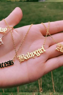 Y2K Gothic Gold Letter Necklace - Angel, Princess, Babygirl, Baby | 90s Grunge Retro Fashion