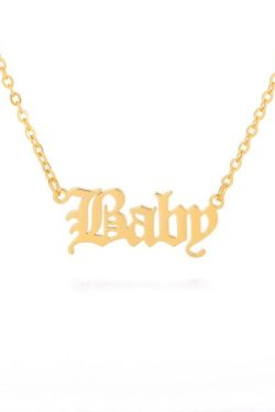 Y2K Gothic Gold Letter Necklace - Angel, Princess, Babygirl, Baby | 90s Grunge Retro Fashion