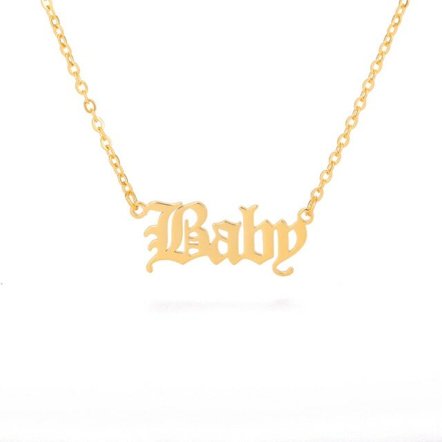 Y2K Gothic Gold Letter Necklace - Angel, Princess, Babygirl, Baby | 90s Grunge Retro Fashion