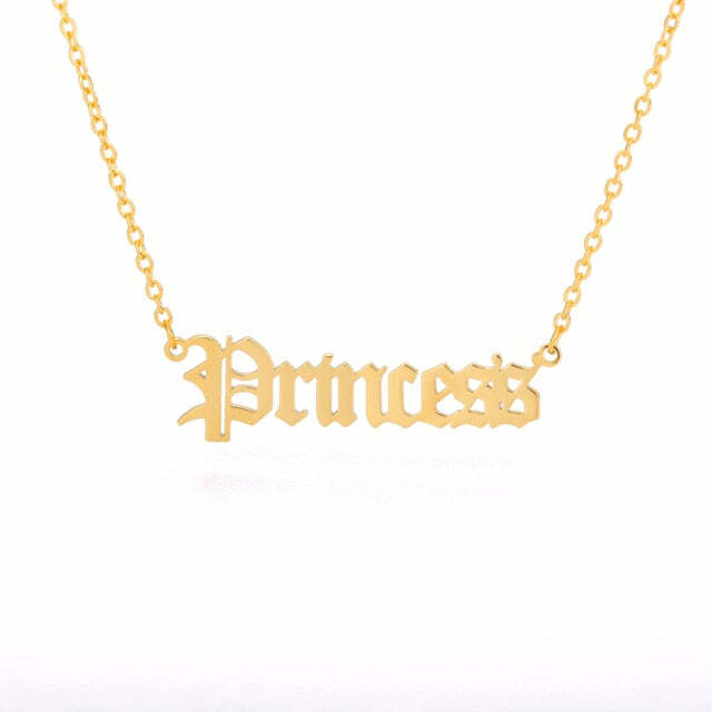 Y2K Gothic Gold Letter Necklace - Angel, Princess, Babygirl, Baby | 90s Grunge Retro Fashion