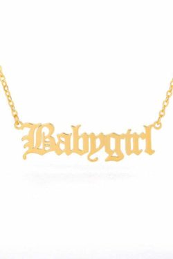 Y2K Gothic Gold Letter Necklace - Angel, Princess, Babygirl, Baby | 90s Grunge Retro Fashion