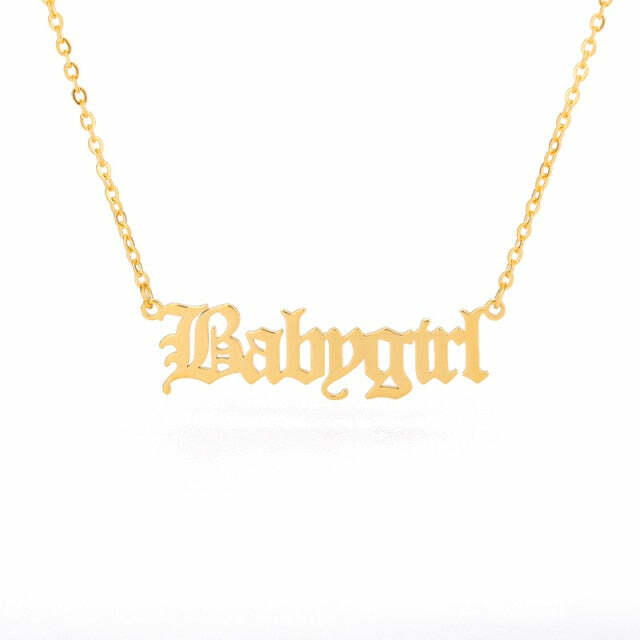 Y2K Gothic Gold Letter Necklace - Angel, Princess, Babygirl, Baby | 90s Grunge Retro Fashion