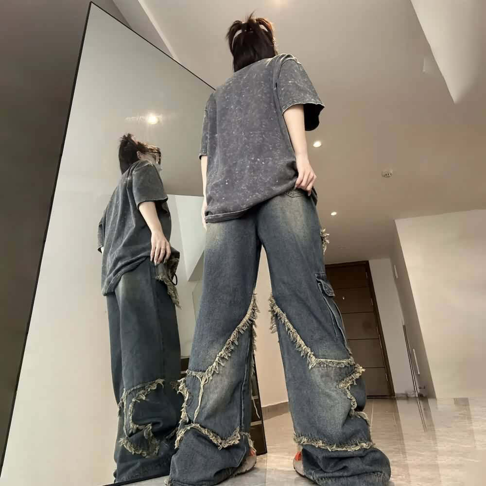 Y2K Gothic Grunge Cargo Baggy Jeans - Retro 90s Summer Outfit for Women