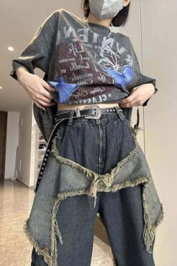 Y2K Gothic Grunge Cargo Baggy Jeans - Retro 90s Summer Outfit for Women