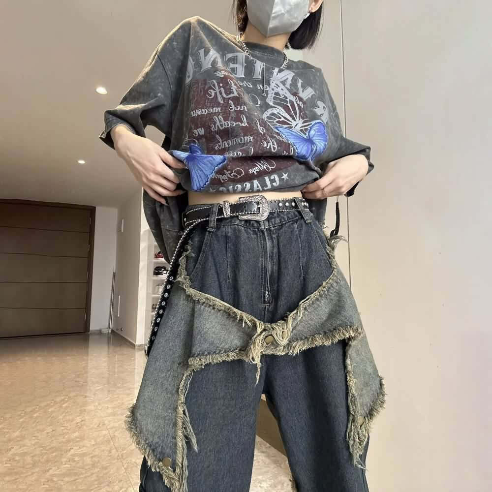 Y2K Gothic Grunge Cargo Baggy Jeans - Retro 90s Summer Outfit for Women