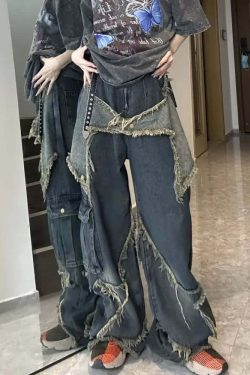 Y2K Gothic Grunge Cargo Baggy Jeans - Retro 90s Summer Outfit for Women