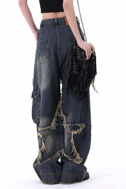 Y2K Gothic Grunge Cargo Baggy Jeans - Retro 90s Summer Outfit for Women