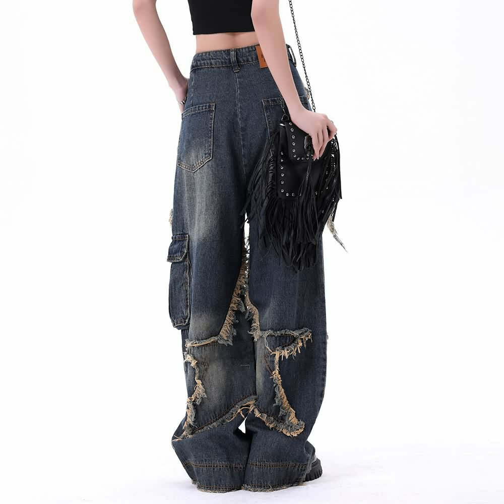 Y2K Gothic Grunge Cargo Baggy Jeans - Retro 90s Summer Outfit for Women